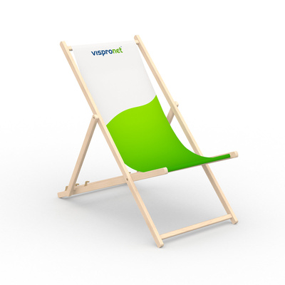 Printed Wooden deck chair, without armrest