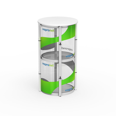 Display counters with custom-printed plastic panels