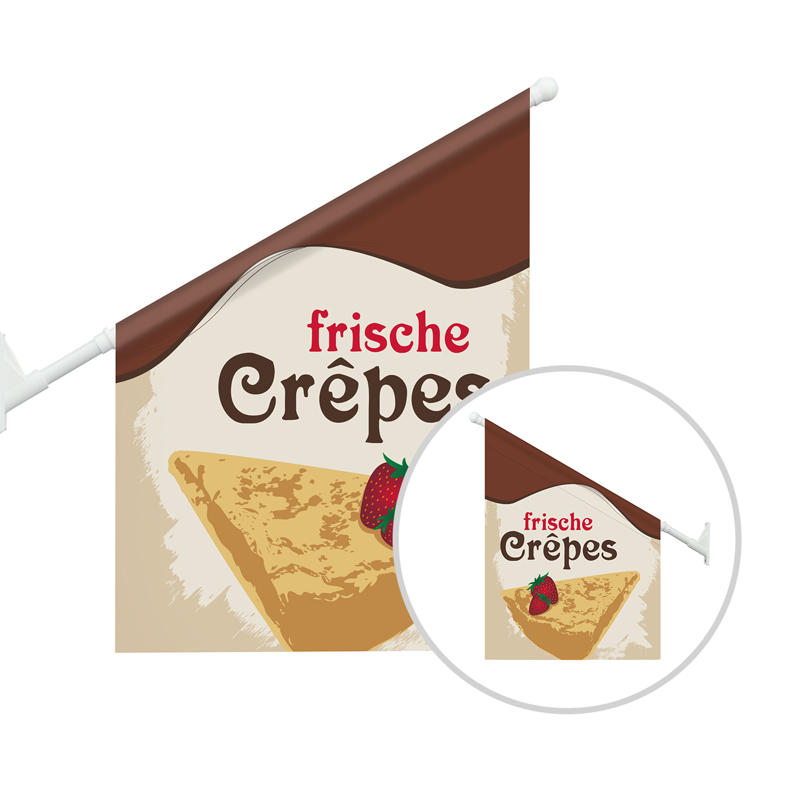 Eisfahne mit Crêpes-Motiv